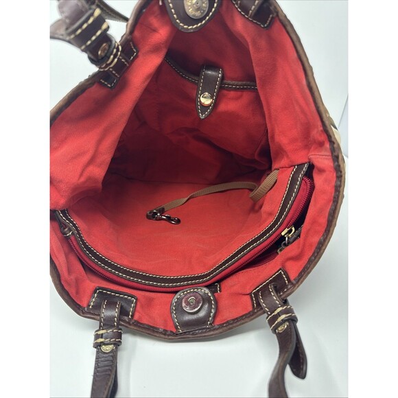 Dooney & Bourke Shoulder Bag Giraffe Animal Double Handle Full Zip Tote Red READ - Picture 9 of 13